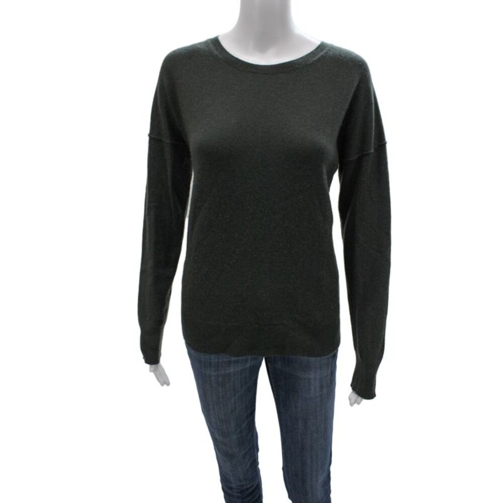 Aqua Cashmere Unisex Green 100% Cashmere Crew Neck Pullover Sweater Size L